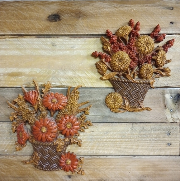 Burwood Other - Vintage 1970s Burwood Flower Basket Plastic Wall Hangings Floral Farmhouse Decor